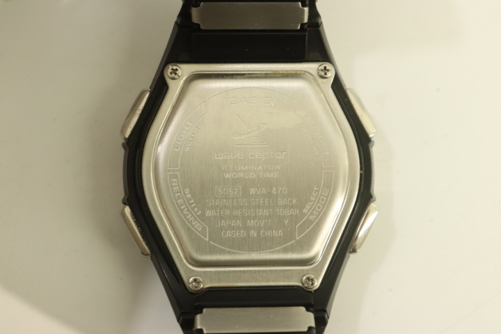 【中古】CASIO メンズ腕時計 F WAVECEPTOR CASIO 黒 ブラック 銀 シルバー ロゴ WVA-470BJ_画像3