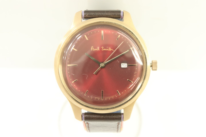 【 подержанный товар 】Paul Smith  мужские наручные часы   - THE CITY Paul Smith -  чай    коричневый   красный   красный   лого   2510-T023339