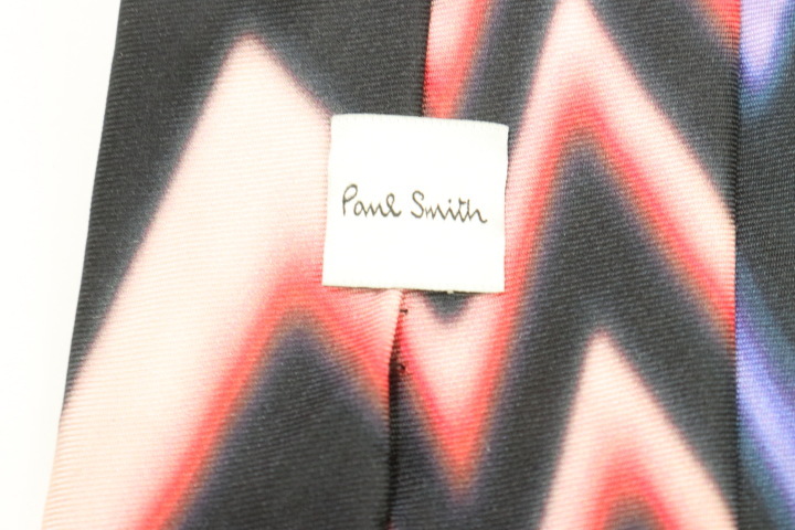 【中古】Paul Smith メンズネクタイ - Zig-Zag プリントタイ Paul Smith - 青 ブルー 赤 レッド 総柄_画像2