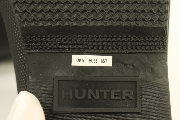 【中古】HUNTER レディースレインシューズ UK5 ORIGINAL CHELSEA HUNTER UK5 黒 ブラック ロゴ_画像2