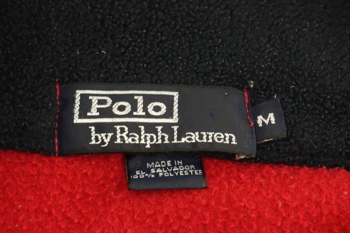 【中古】 Polo by Ralph Lauren メンズフリーストップス M ハーフジップ フリーストップス Polo by Ralph Lauren M 赤 レッド 刺繍 ロゴ_画像3