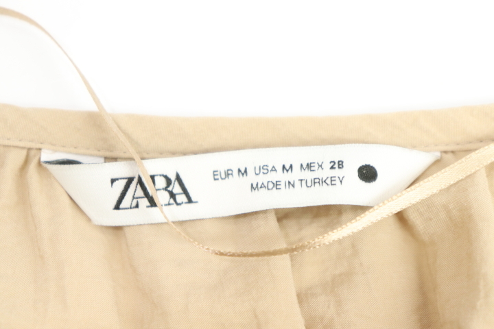 【中古】ZARA シャツワンピース M シャツワンピース ZARA M ベージュ 肌色 無地_画像3