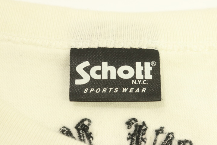 【中古】SCHOTT メンズTシャツ XL SKULLEMB.POCKETT-SHIRT SCHOTT XL 白 ホワイト 刺繍_画像3