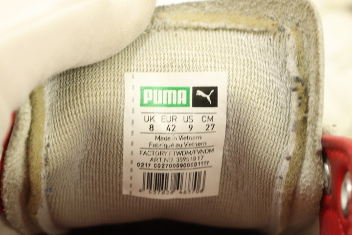 【中古】 PUMA メンズスニーカー 27 MATCH 74-UPDATED CORE SPEC PUMA 27 白 ホワイト 赤 レッド ロゴ_画像2