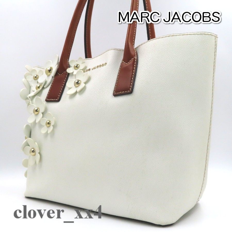 【美品 A4サイズ】 マークジェイコブス トートバッグ 白 デイジー フラワー 花 MARC JACOBS 2way バッグ