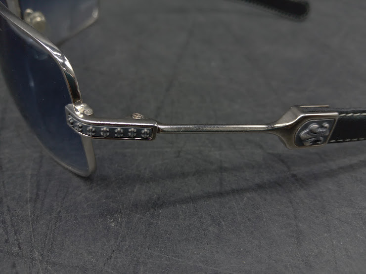 ▽ 【228】 クロムハーツ サングラス / CHROME HEARTS アイウェア Eyewear 眼鏡 スクウェア フレーム レザーテンプルの画像4