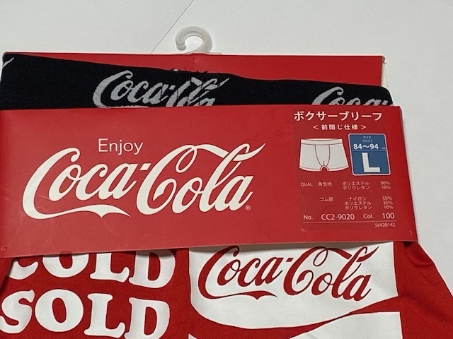 福助 Coca-Cola コカ・コーラ ボクサーブリーフ Lサイズ 84-94㎝ レッド 展示未使用品_画像2