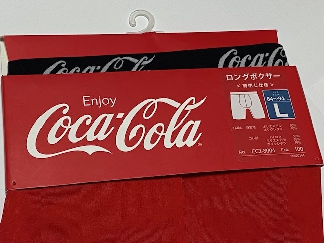 福助 Coca-Cola コカ・コーラ ロング ボクサーブリーフ Lサイズ 84-94㎝ レッド 展示未使用品_画像2