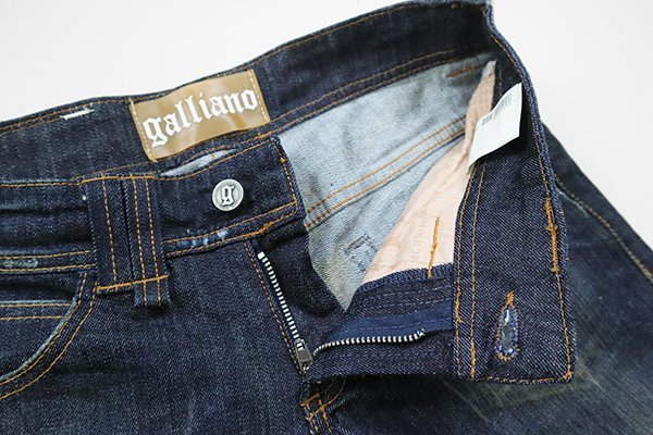 未使用 Galliano ◆ 泊プリント デニムパンツ インディゴ サイズ24 ダメージ加工 ストレッチ スリム ジーンズ ジョンガリアーノ ◆28/K2K_画像8