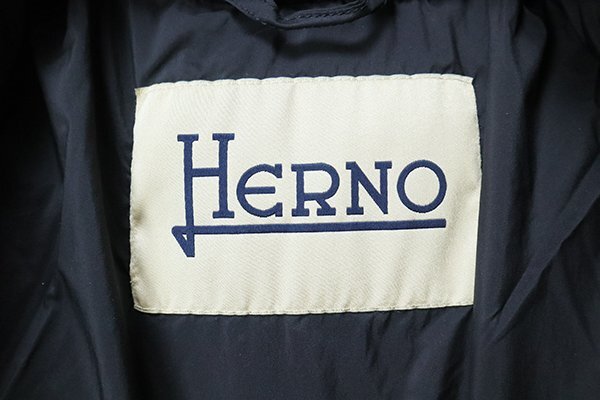 HERNO ◆ ニット切替 ショート ダウンジャケット 黒 サイズ44 襟ファー ブルゾン ヘルノ 国内正規品 ◆65/K2N