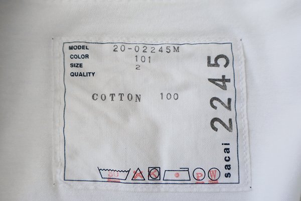 sacai ◆ レイヤード ネックジップ Tシャツ (白 サイズ2) 半袖 カットソー ポケT サカイ ◆10/G036_画像7