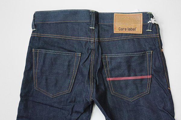 美品* CARE LABEL ケアレーベル ◆ SLIM412 スリム デニムパンツ サイズ32 赤ライン ジーンズ インディゴ 下げ札付 イタリア製 ◆G040_画像6