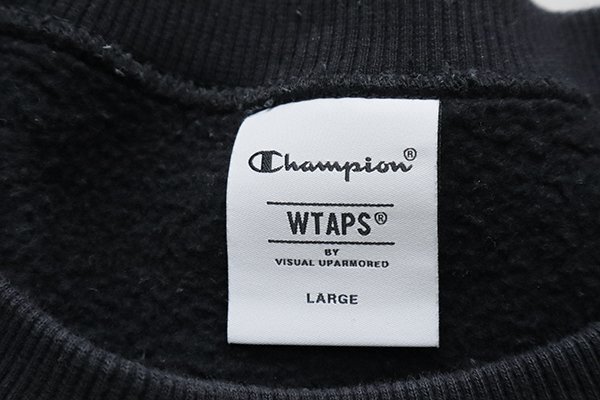 WTAPS × Champion ◆ クルーネック スウェットシャツ (C8-X016) 黒 Lサイズ トレーナー 裏起毛 ダブルタップス チャンピオン◆13/ RN19