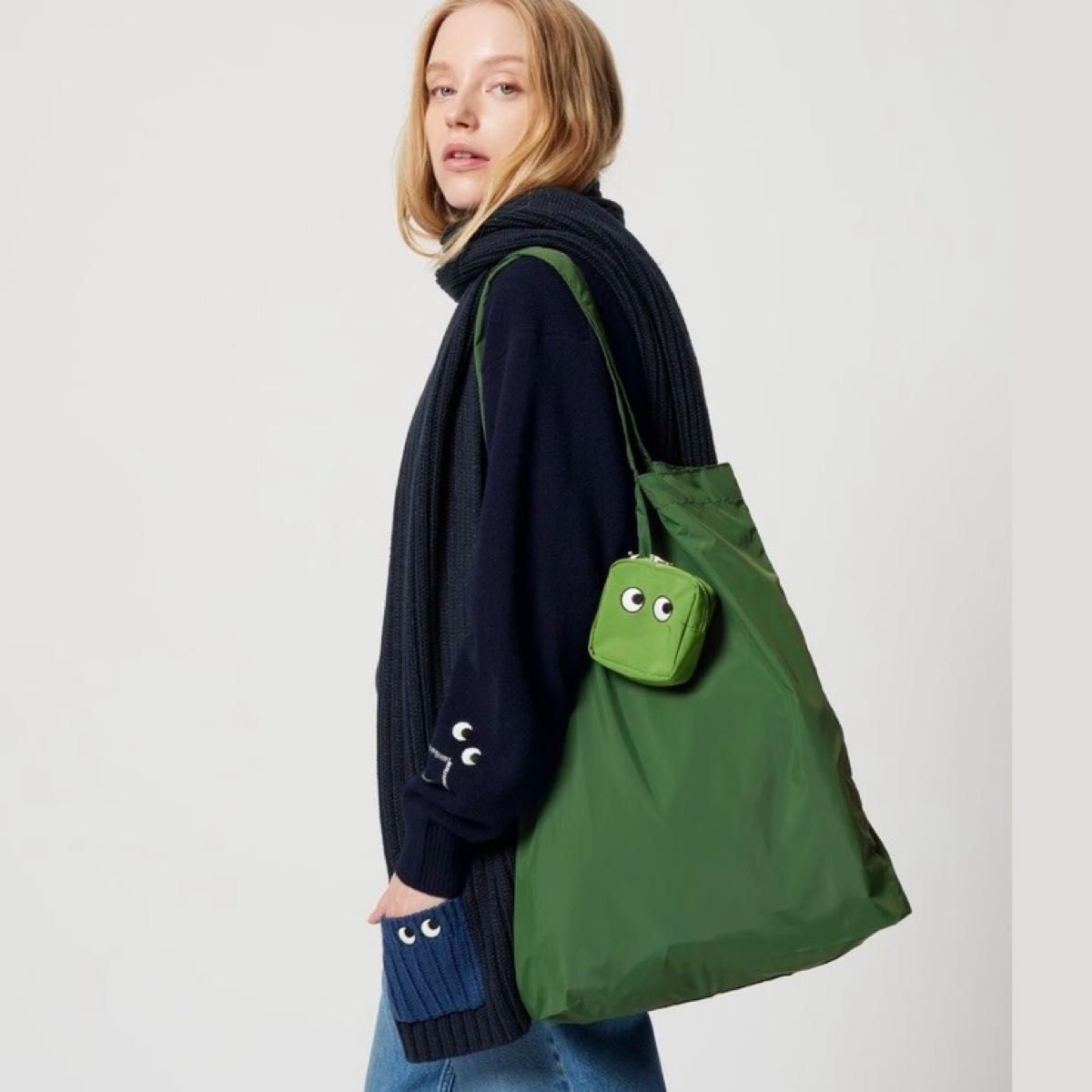 UNIQLO x ANYA HINDMARCH エコバッグ 黒 緑 2個セット アニヤハインドマーチ