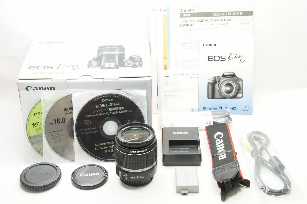 【適格請求書発行】良品 Canon キヤノン EOS Kiss X2 レンズキット (EF-S 18-55mm F3.5-.5.6 IS) 元箱付【アルプスカメラ】240306d_画像7