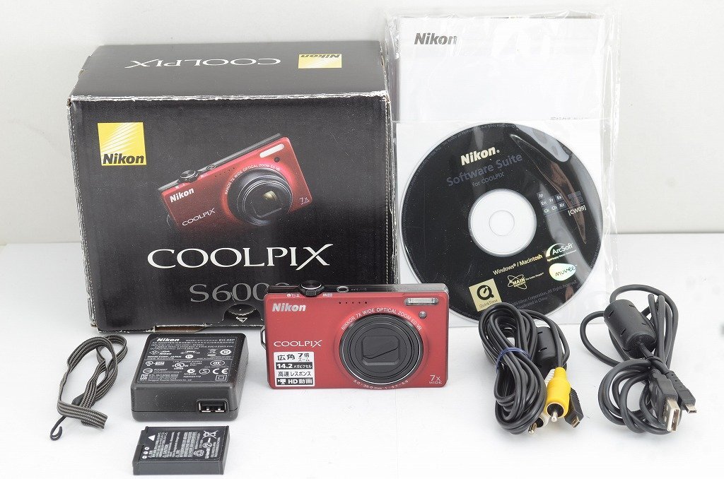 【適格請求書発行】Nikon ニコン COOLPIX S6000 コンパクトデジタルカメラ レッド 元箱付【アルプスカメラ】240316n