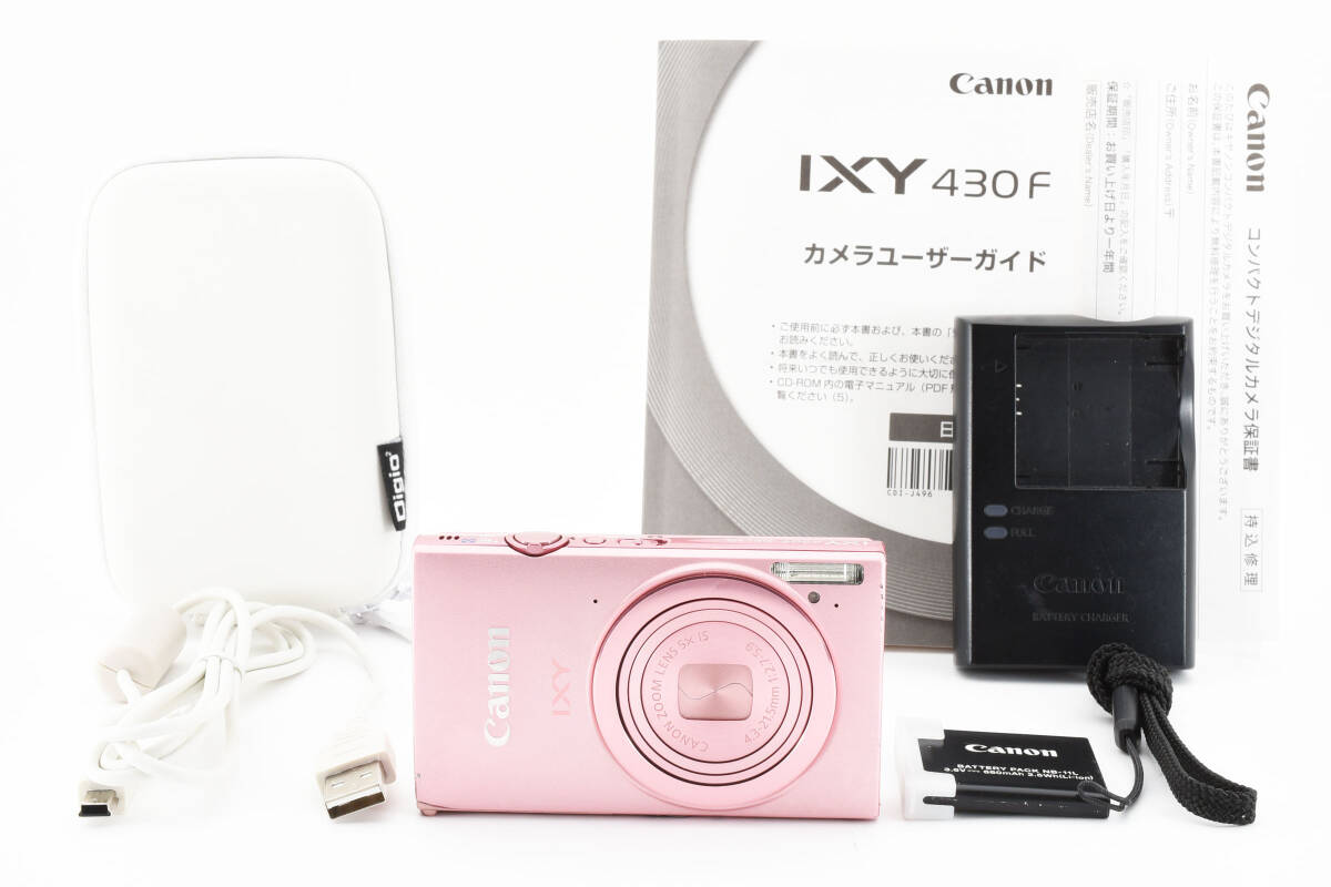 ★美品★Canon キャノン キヤノン IXY 430F ピンク デジタルカメラ バッテリー 充電器 取扱説明書 他付属品多数#e0349