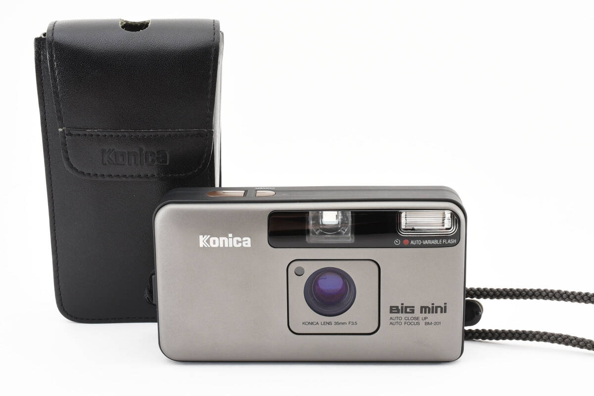 ★美品★Konica コニカ BIG mini BM-201 KONICA LENS 35mm F3.5 コンパクトフィルムカメラ ケース ストラップ#e0368