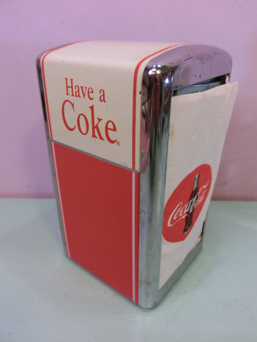 1992年 ビンテージ コカコーラ Coca-Cola 金属製ナプキン ディスペンサー 紙ナプキンホルダー 企業物 USA vintage レストラン雑貨の画像1