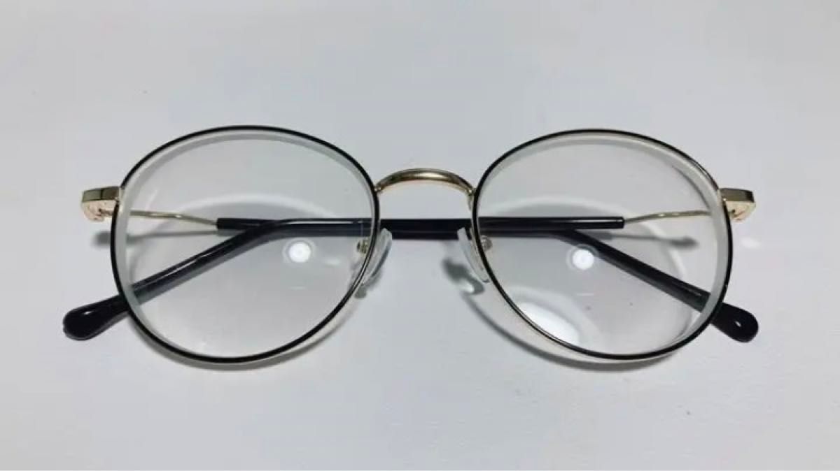 新品未使用　メガネ　眼鏡　近視　度いり　度あり　お洒落　マルメガネ　丸眼鏡　ラウンド　 めがね　ゴールド　 メガネ　 ゴールド