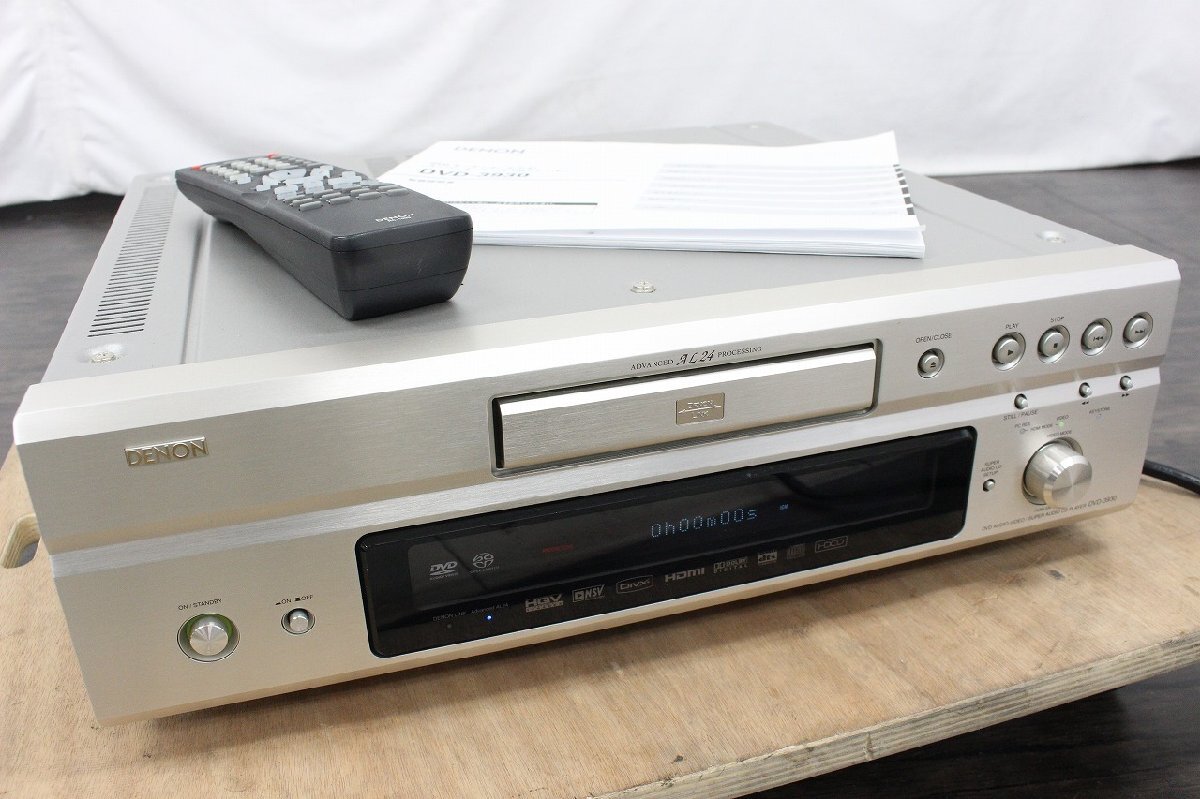 【行董】AZ316BPT68 デノン DENON DVD CDプレイヤー DVD-3930 2006年製 SUPER AUDIO CD PLAYER リモコン 取扱説明書付き_画像1