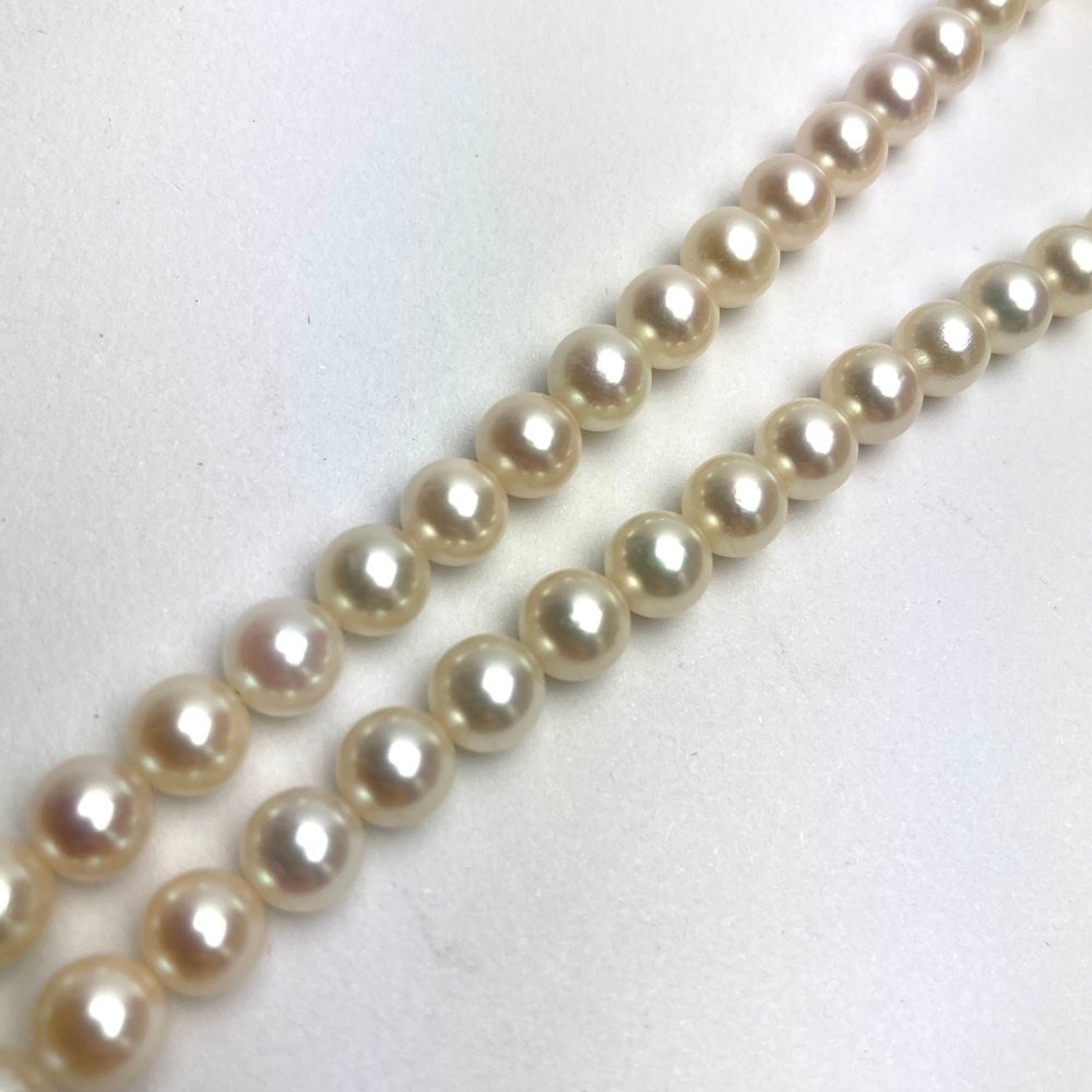 rm) MIKIMOTO ミキモト 真珠 パール ネックレス 約 6mm程 金具 K14 14金 ゴールド 総重量：約 38.4g ホワイト系色 ※中古 保管品 難有_画像5