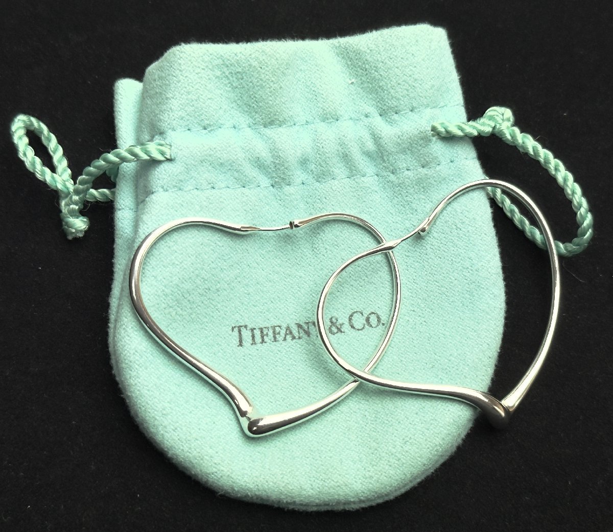 rm) TIFFANY&Co. ティファニー オープンハート フープピアス エルサペレッティ SV925 シルバー 約 9.3g 中古_画像4