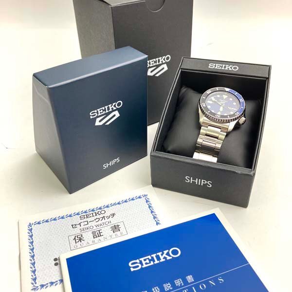 t)セイコー SEIKO × シップス SHIPS 腕時計 4R36-15V0 自動巻き 5SPORTS ファイブスポーツ 裏スケ 腕回り約20.5cm メンズ 中古 ※箱/他有_画像10