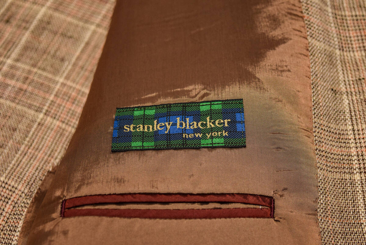 stanleyblacker スタンリーブラッカー 3釦 イートーマス社 ウール リネン スプリング テーラード ブレザー ジャケット L 春_画像3