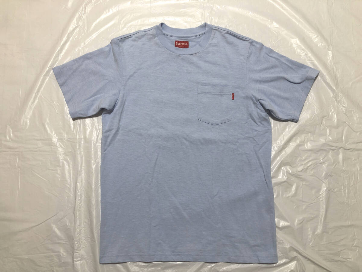 美品 Supreme Pocket Tee Heather Light Blue Size S_画像1