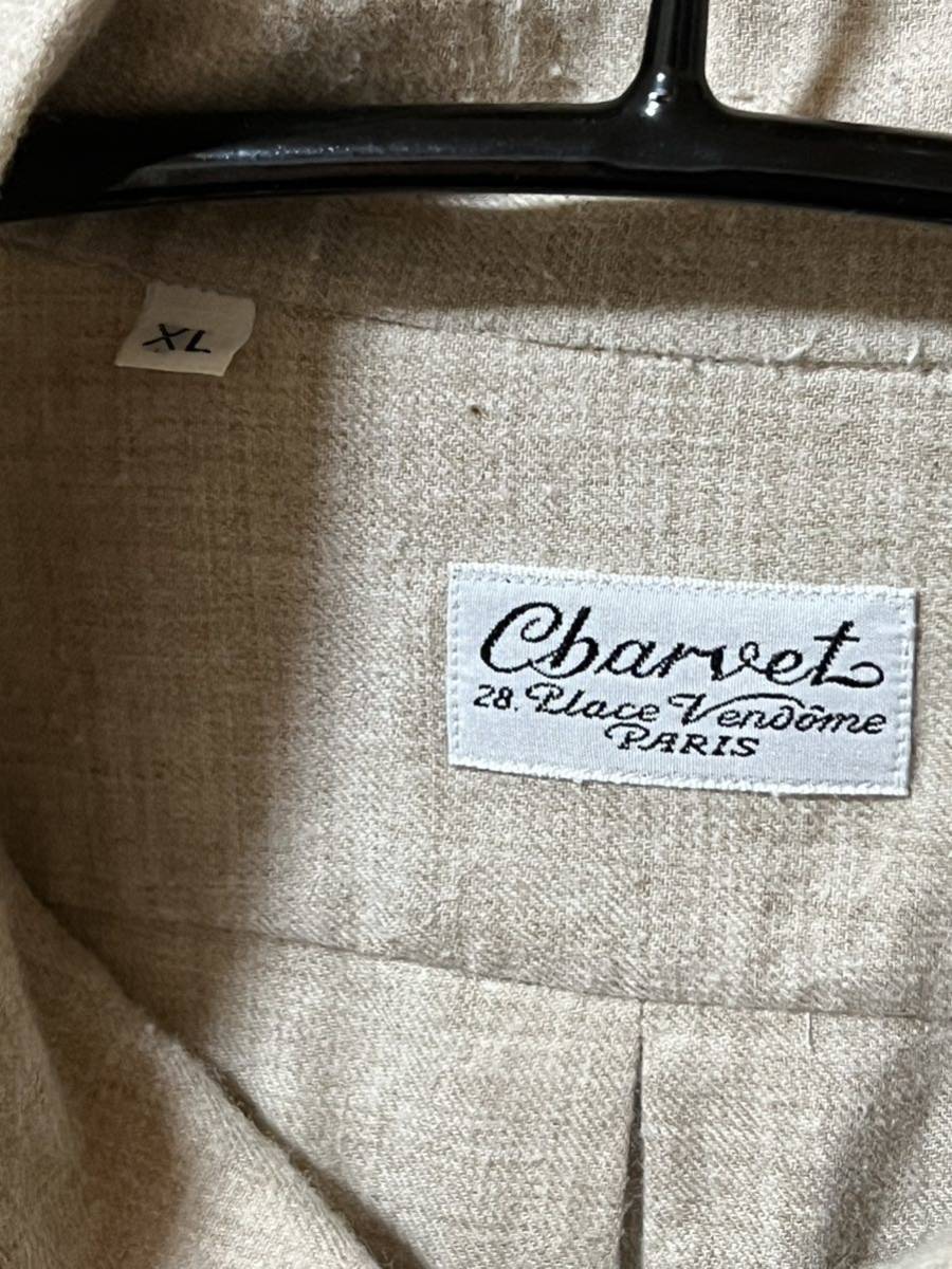 【charvet】cotton 100% shirt （サイズ:XL） 1990s OLD ブラウン/ hermes マルジェラ Ralph Lauren Eddie Bauer ブルックス prada brioni_画像5