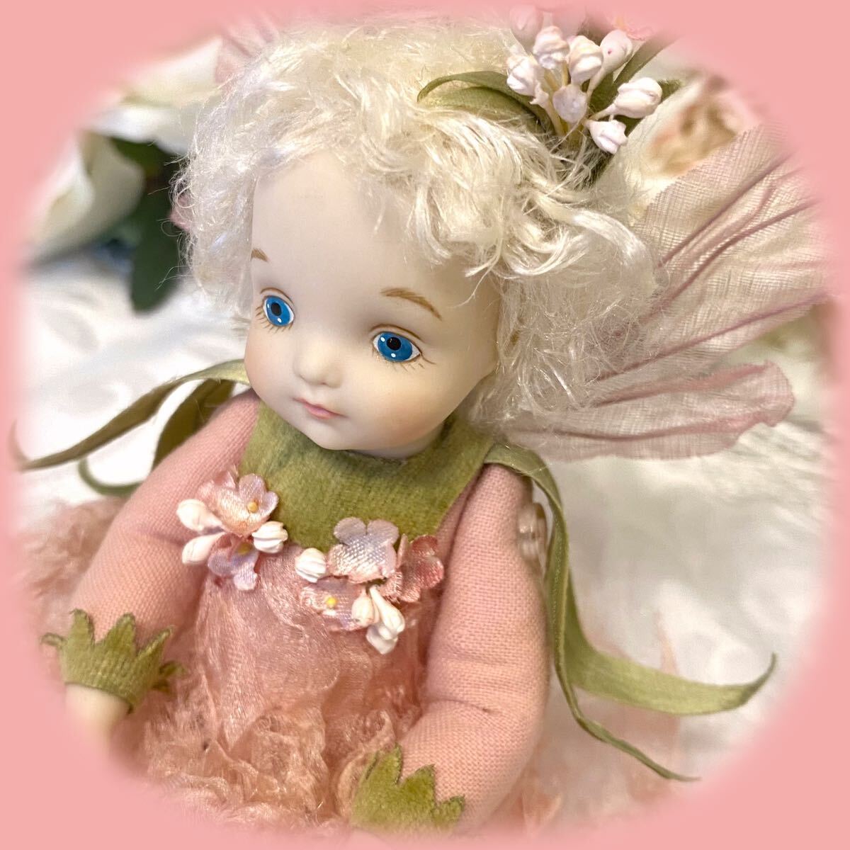 若月まり子 リトルエルフィン わすれな草 ピンク 花の妖精人形 ビスクドール 創作人形 ポーセリン フラワーフェアリー の画像8