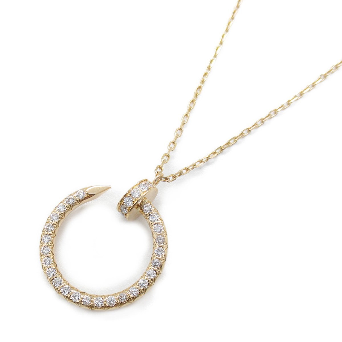  Cartier ju -stroke ankle diamond necklace brand off CARTIER K18PG( pink gold ) necklace 750PG used lady's 