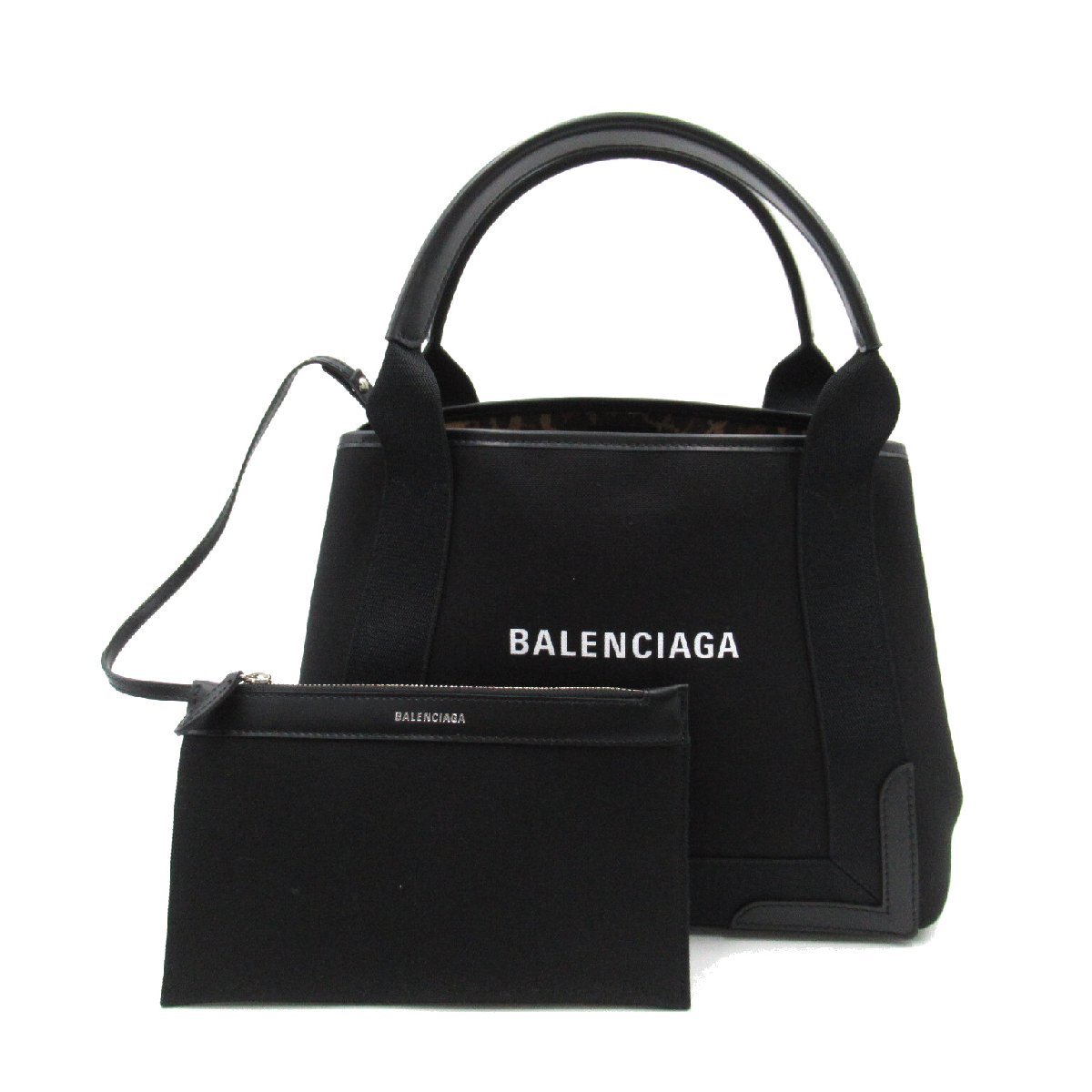 バレンシアガ ネイビーカバス レオパード柄 ブランドオフ BALENCIAGA キャンバス トートバッグ キャンバス レディース_画像1