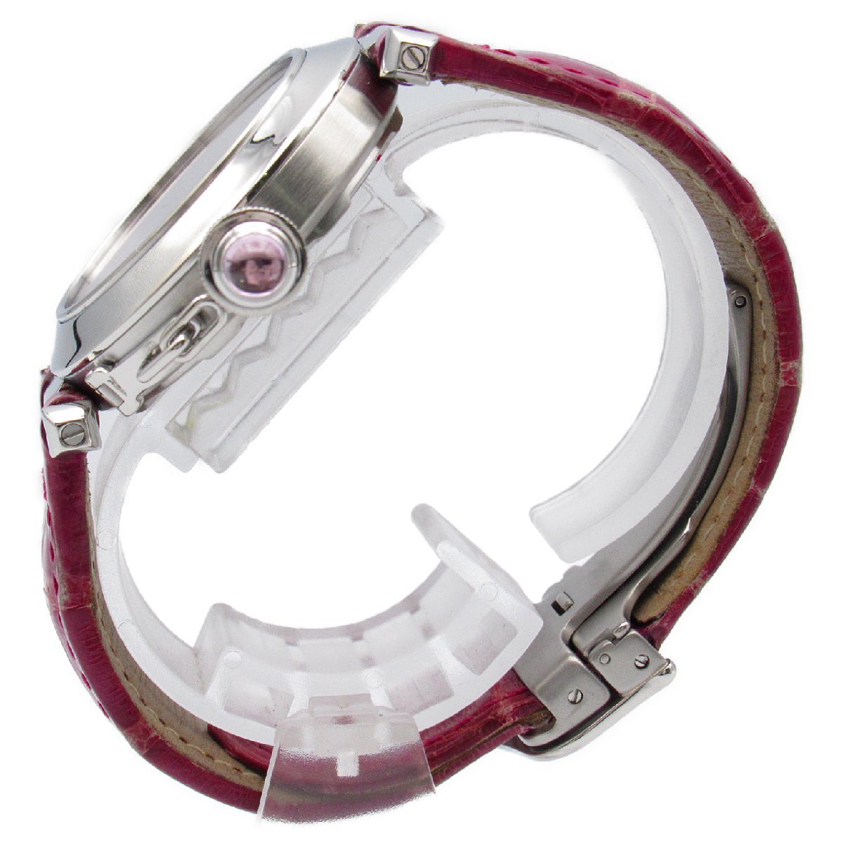 カルティエ パシャC ブランドオフ CARTIER ステンレススチール 腕時計 SS/クロコ革 中古 メンズ レディース_画像2