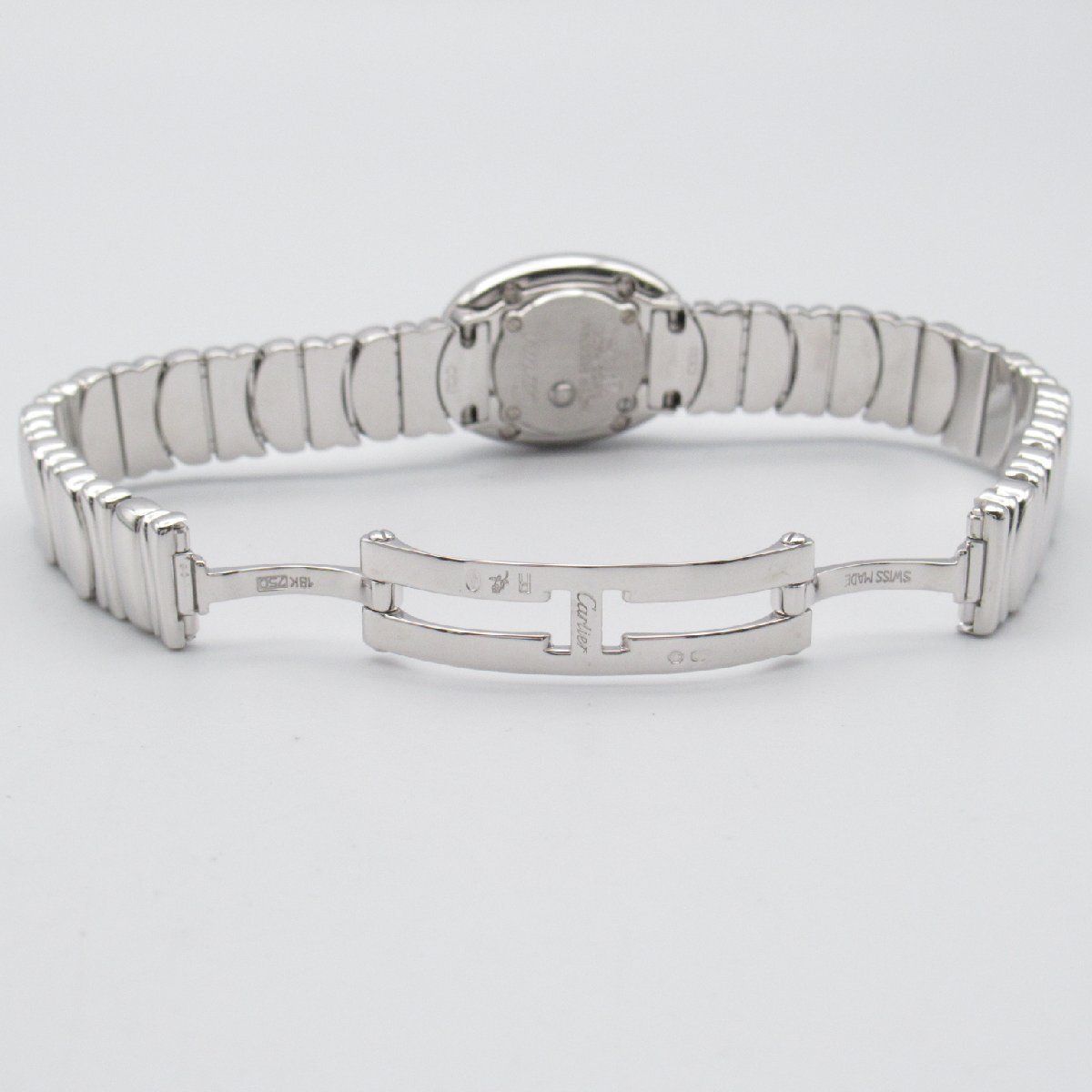  Cartier Mini Baignoire diamond bezel brand off CARTIER K18WG( white gold ) wristwatch WG used lady's 