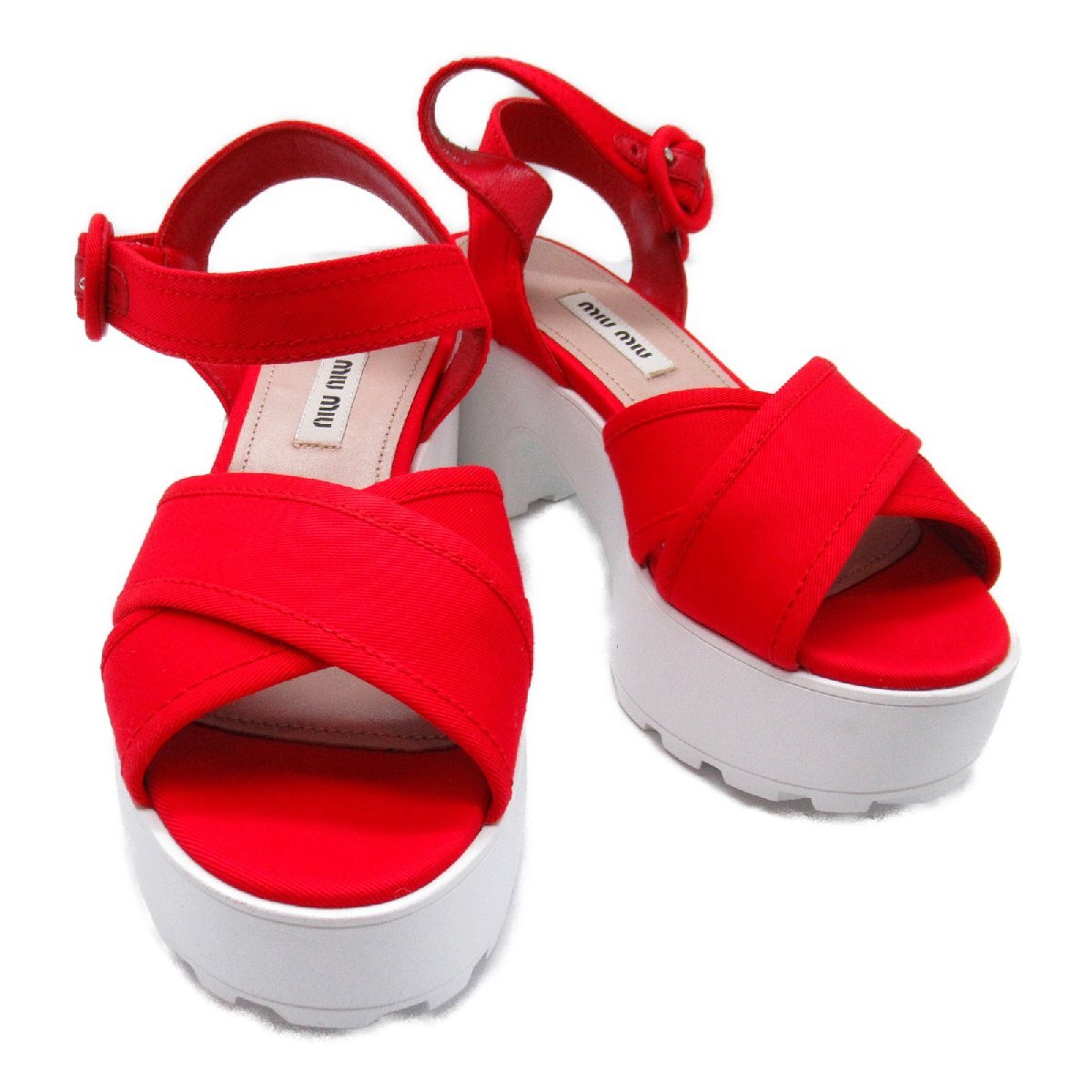 Miu Miu Gabazine Sandal Brand от Sandal Canvas Miu Miu Canvas Canvas использовали дамы