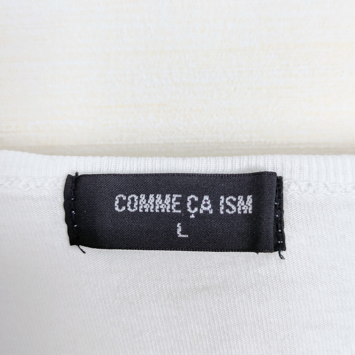 [ popular design ]COMME CA ISM* Comme Ca Ism * britain character print V neck T-shirt L size gradation short sleeves cut and sewn 