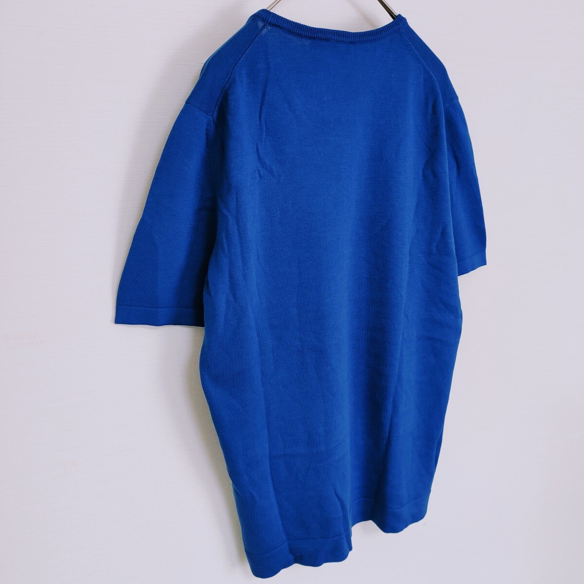 【イタリア製】Gran Sasso グランサッソ☆シンプルコットンTシャツ　Mサイズ相当　カットソー　Blue ブルー 青　サイドスリット　半袖_画像8