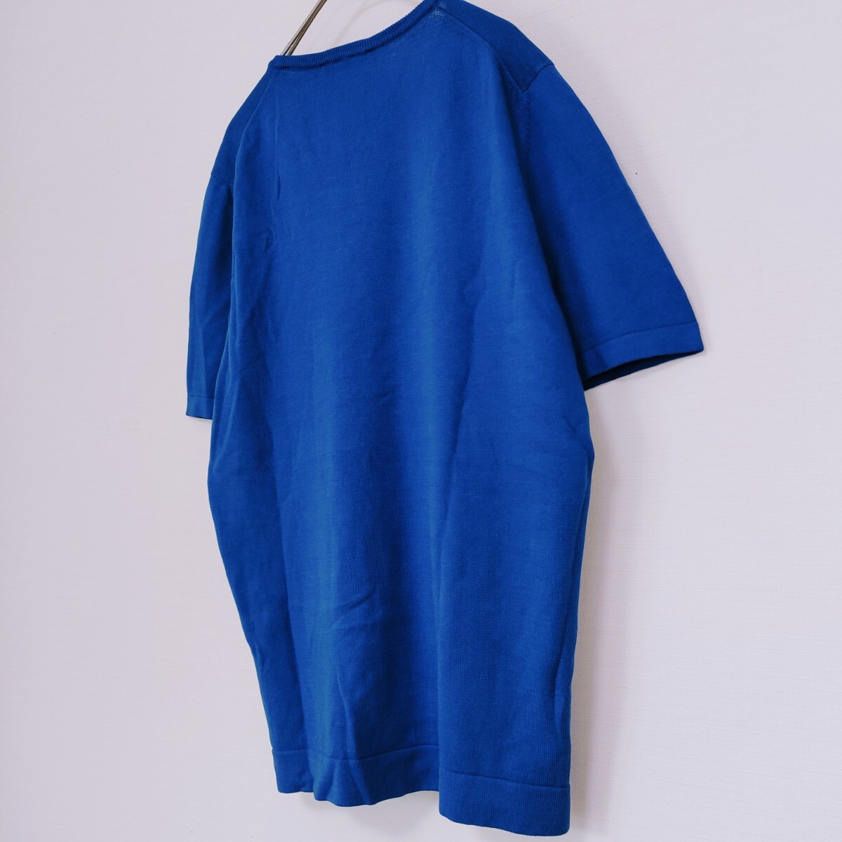 【イタリア製】Gran Sasso グランサッソ☆シンプルコットンTシャツ　Mサイズ相当　カットソー　Blue ブルー 青　サイドスリット　半袖_画像7