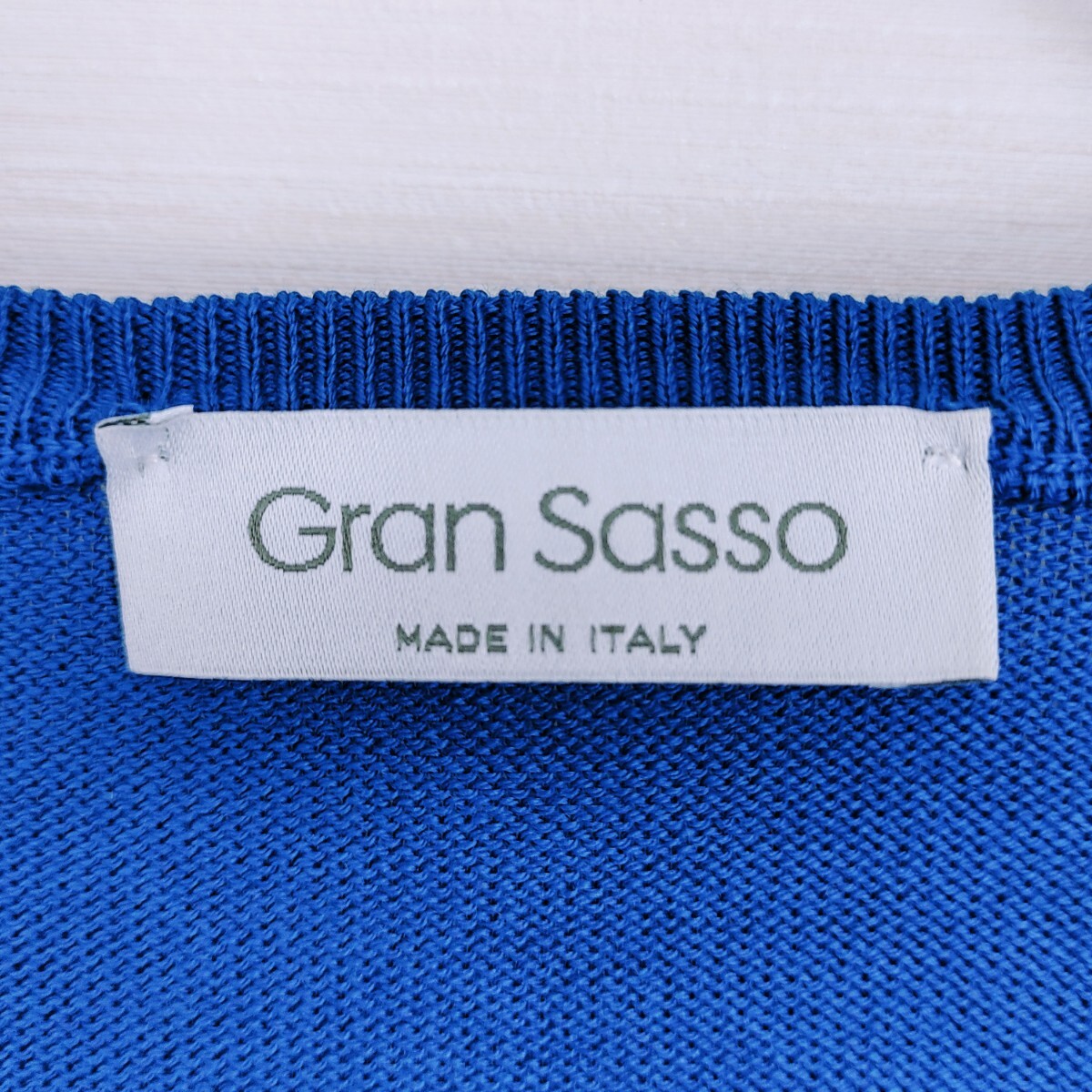 【イタリア製】Gran Sasso グランサッソ☆シンプルコットンTシャツ　Mサイズ相当　カットソー　Blue ブルー 青　サイドスリット　半袖_画像6