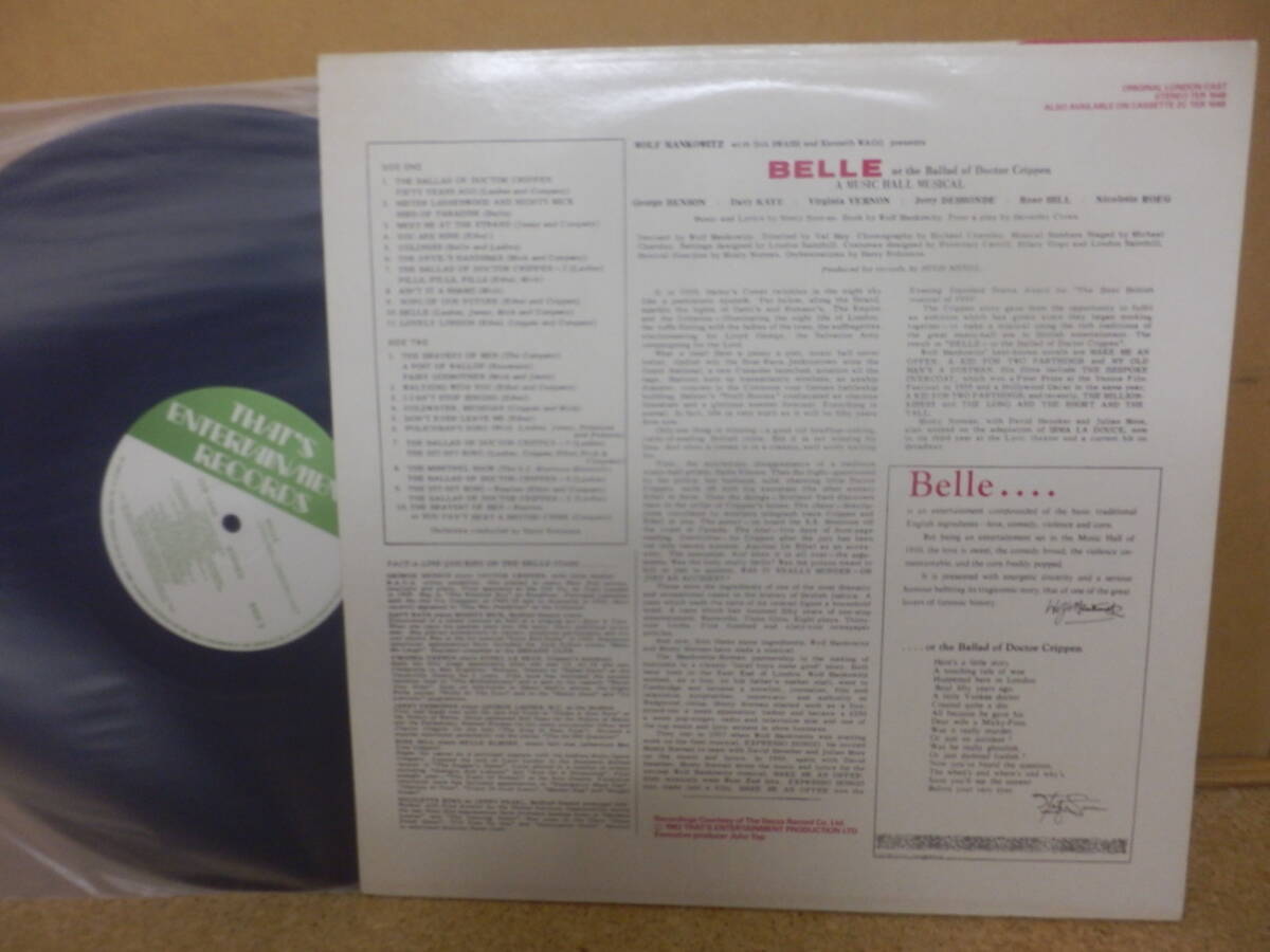 LP輸入盤;music hall Musical「Belle～Ballad of Dr.Crippen」original London cast_画像2