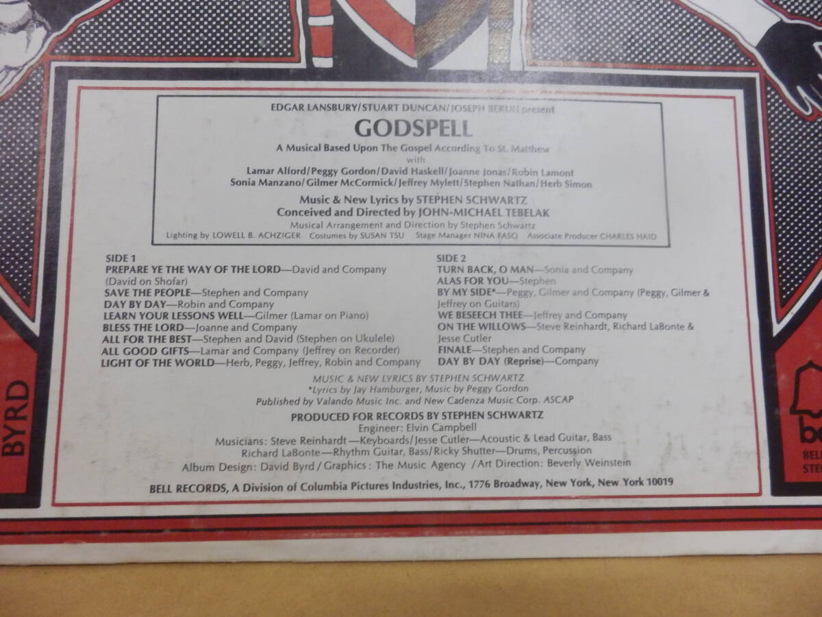 LP輸入盤;GODSPELL/A Musical Based Upon The Gospel According to St.Mathew_画像3