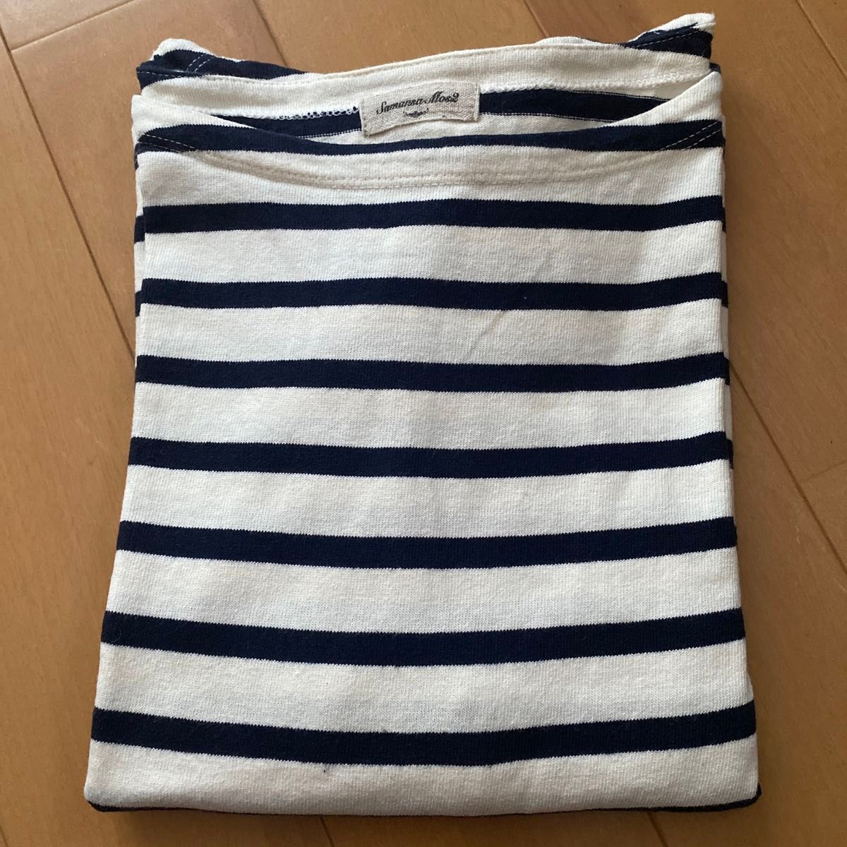 ボーダー ボーダーカットソー 長袖Tシャツ　ロンT 長袖サマンサモスモス　フリーサイズ綿100% ナチュラル　白　黒　SM2