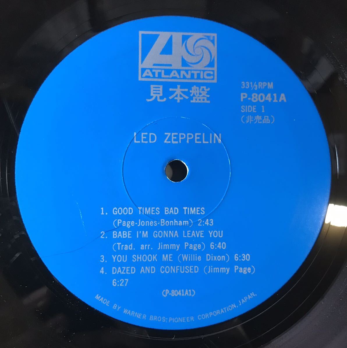 青ラベル 見本盤 ポスター付 レッド・ツェッペリン P-８０４１A LED ZEPPELIN WARNER PROMO BLUE LABEL WITH POSTER_画像1