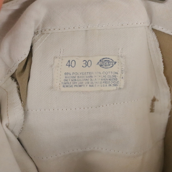 M256 80sビンテージ Dickies ディッキーズ ワークパンツ USA製■1980年代製 表記40インチ ベージュ 無地 アメカジ ストリート 古着卸 古着_画像3