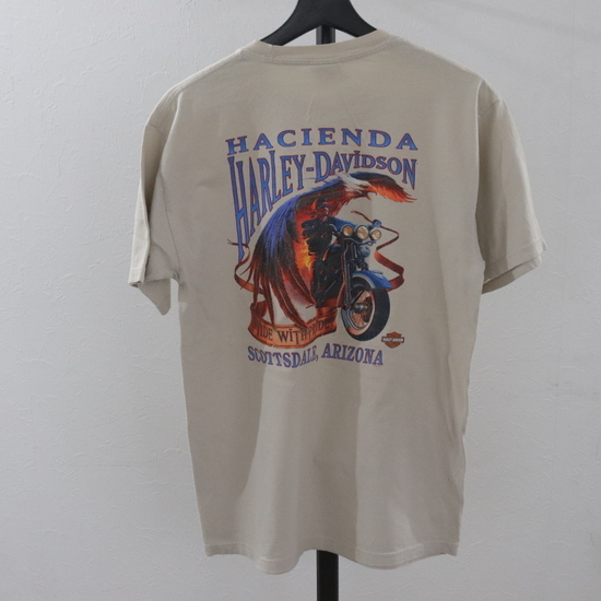 K349 2007年製 HARLEYDAVIDSON ハーレーダビッドソン 半袖Tシャツ■00s 表記Mサイズ ベージュ アメカジ ストリート 古着 激安 90s 80s 70s_画像2