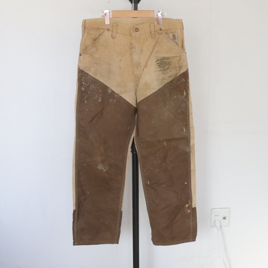 V411 80sビンテージ carhartt カーハート ダックパンツ USA製■1980年代製 表記36インチ ブラウン ハンティング アメカジ ストリート 古着_画像1