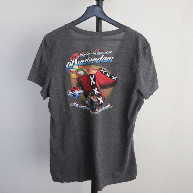 Z201 2000年代製 HARLEYDAVIDSON ハーレーダビッドソン 半袖Tシャツ■00s 表記2XLサイズ グレー レディース エロ ブルドッグ 古着 アメカジの画像2