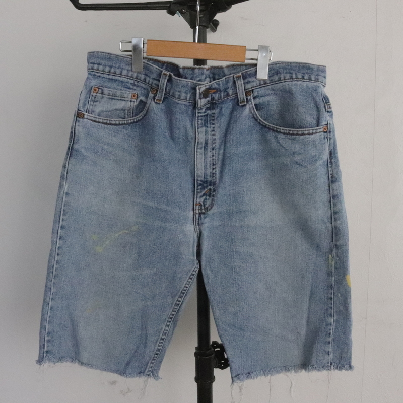 Q246 90sビンテージ Levi’s リーバイス 505 デニムパンツ■1990年代製 表記38インチ ブルー ハーフパンツ カットオフ アメカジ ストリート_画像1